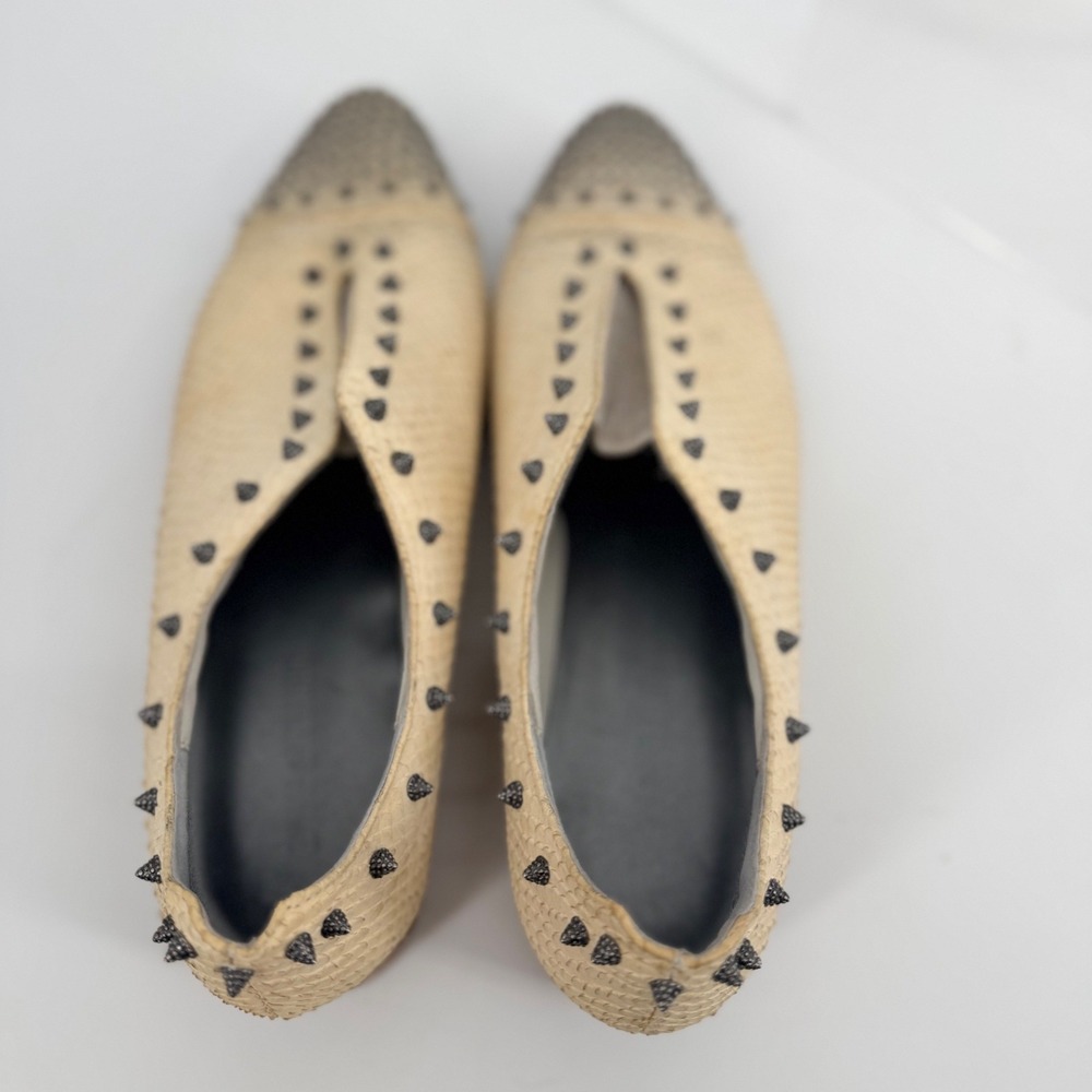 Zadig & Voltaire Cream Studded Slip-On Loafers - Picture 14 of 14